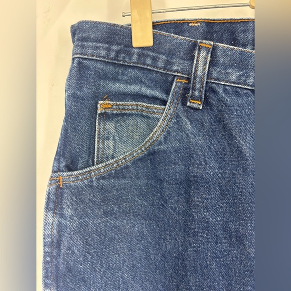 NWOT Vintage Rustler Stiff Denim High Waisted Straight Leg Dark Blue Jeans 32X30 - Picture 3 of 5